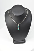 Sterling Silver Blue Fire Opal Double Drop Pendant