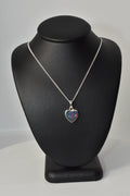 Sterling Silver Heart Pendant with Blue Fire Opal Inlay