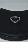 Sterling Silver Wishbone Ring with Pink Crushed Opal Inlay